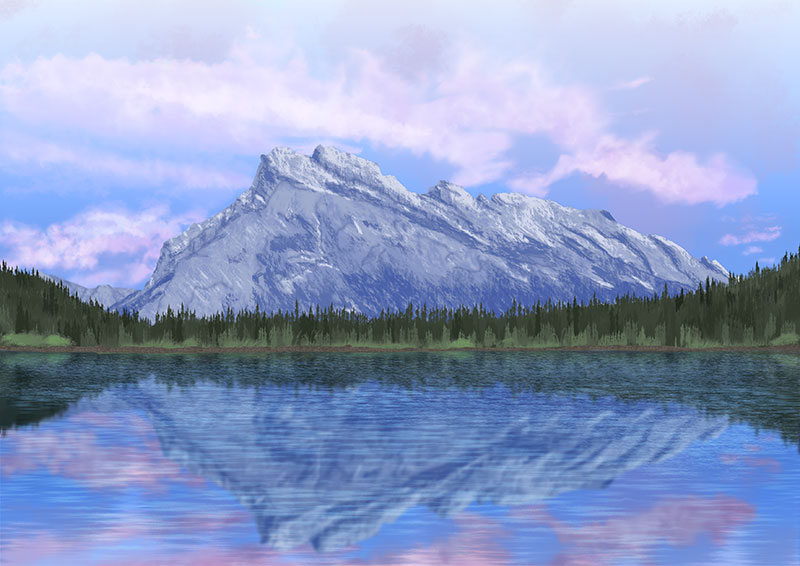 Lake and Mountain Digital Painting